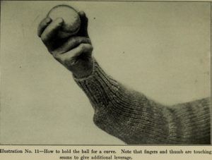 This image shows the grip and wrist position for a curveball