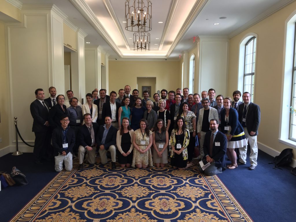 Catherine with her graduate students at her retirement party in 2017.