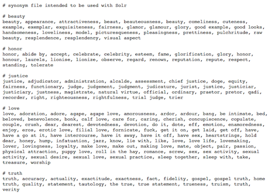 Synonymizer: Using Wordnet to create a synonym file for Solr // Days in the Life of a Librarian // Blog Network // University of Notre Dame