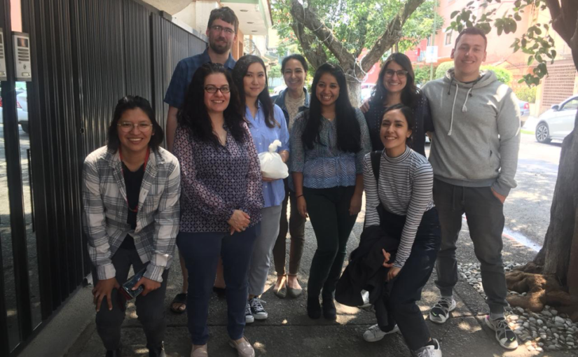 MGA student Raushan Zhandayeva poses with staff from the Terwilliger Center and a local design company on a sidewalk in Mexico City.