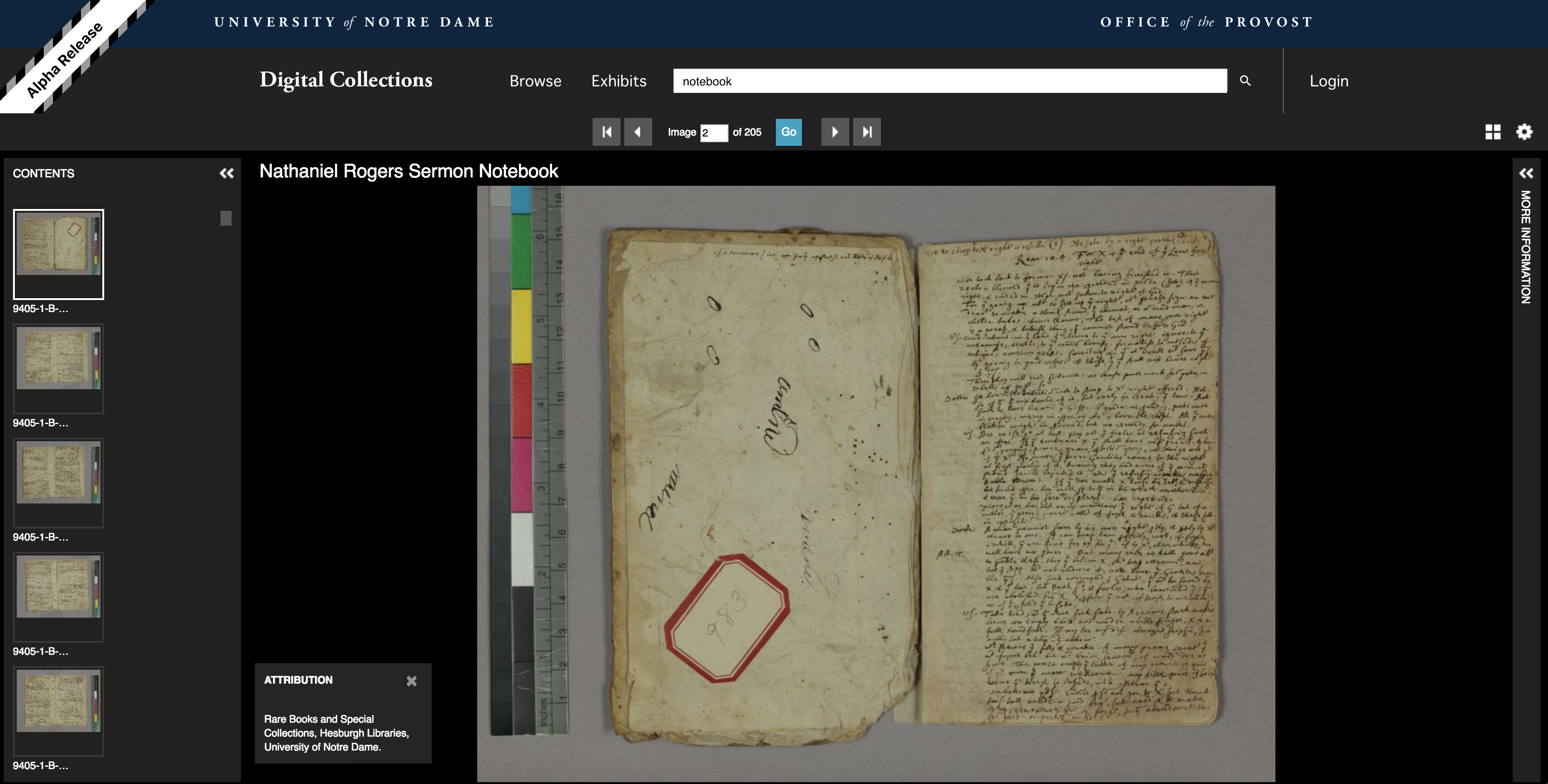 Image viewer showing manuscript notebook 