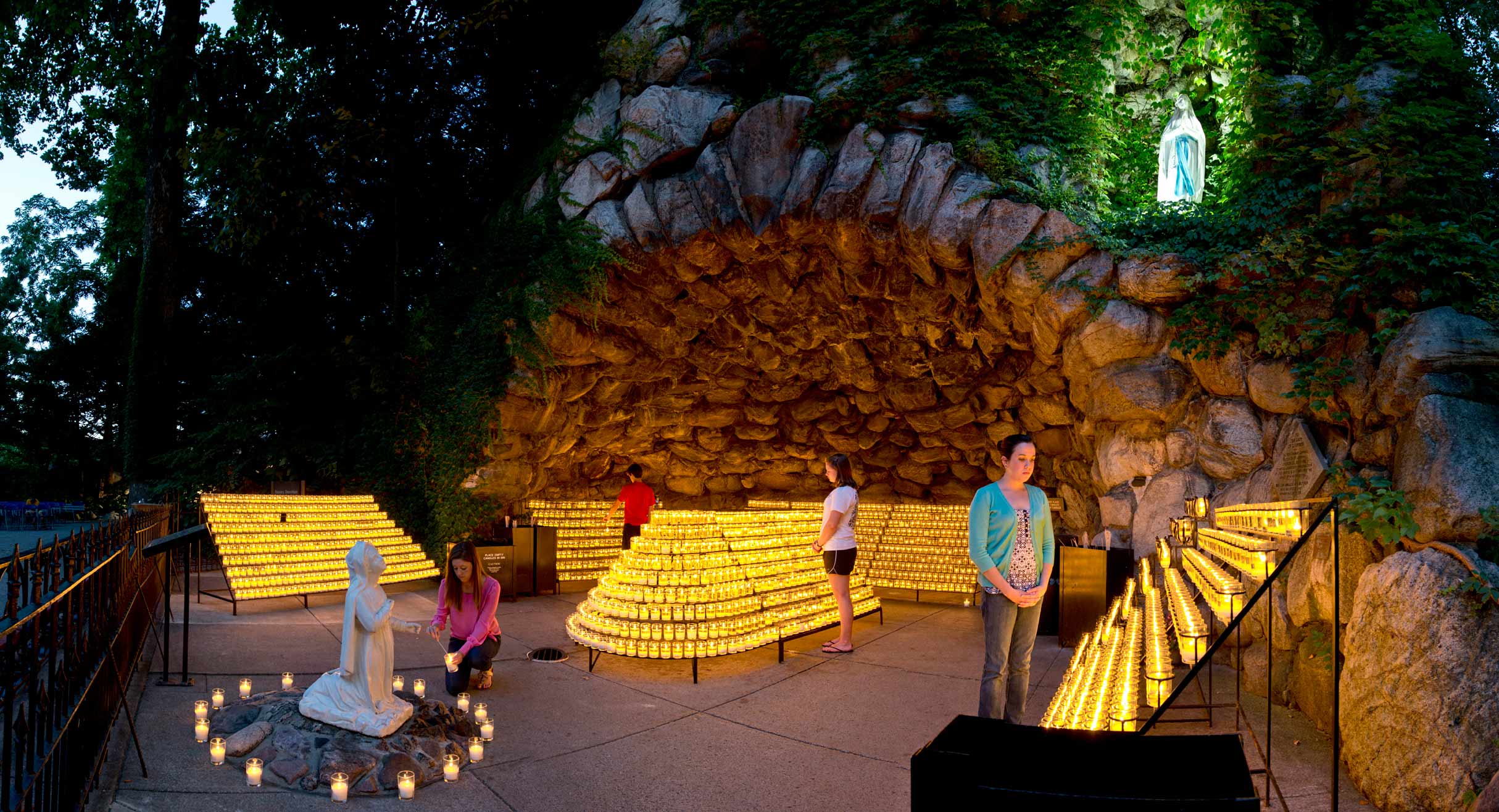 July 12, 2013; Grotto pano. Photo by Barbara Johnston/University of Notre Dame