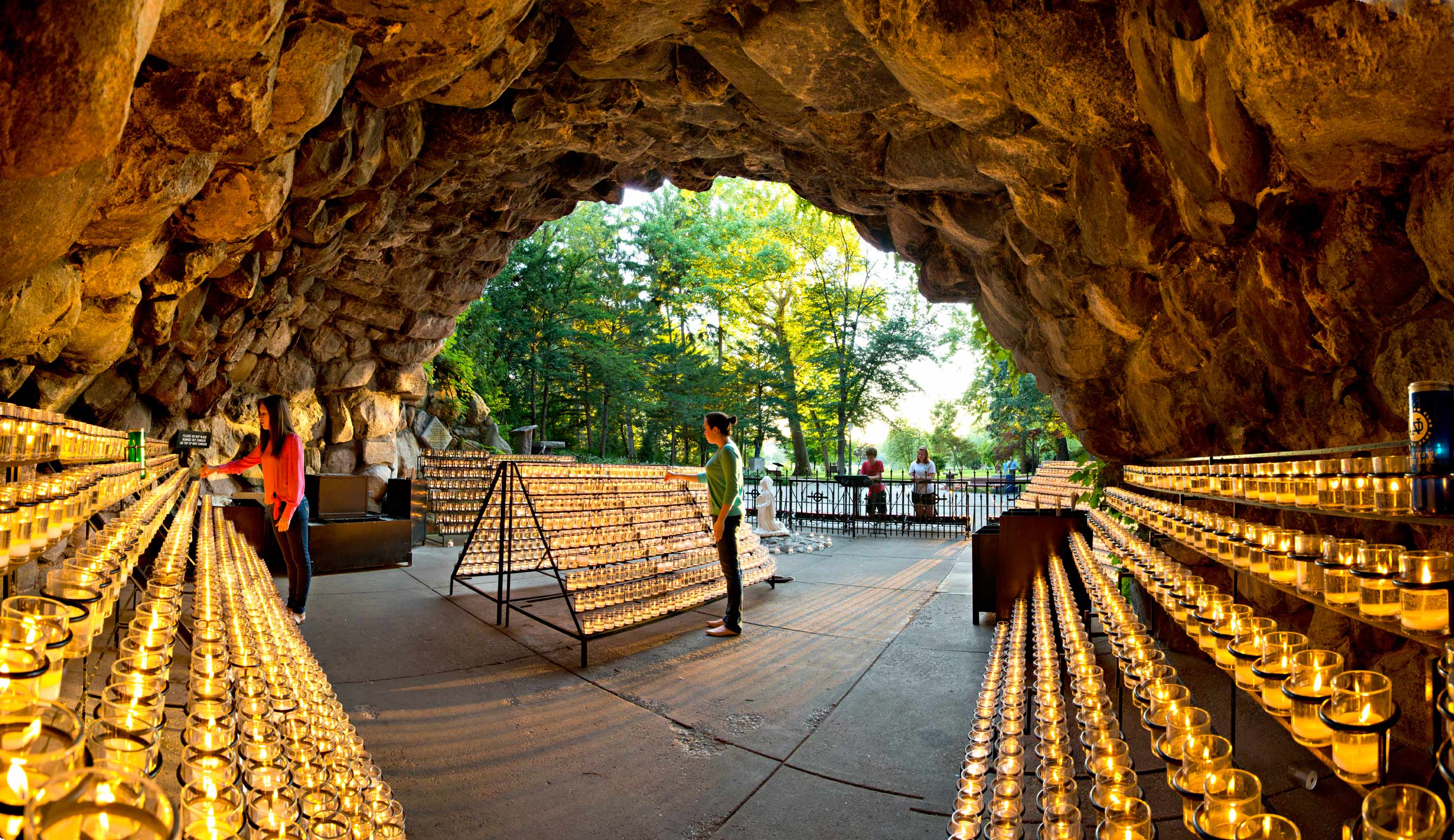 July 12, 2013; Grotto pano. Photo by Barbara Johnston/University of Notre Dame