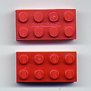 Figure 1:  Comparison of Mega Bloks (Top) and Legos (Bottom). (Courtesy of Wikipedia)