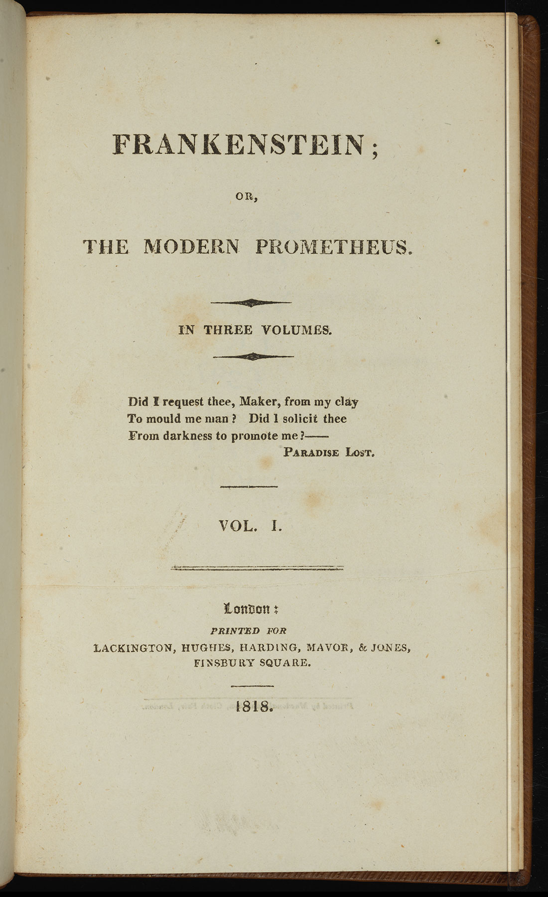 Recent Acquisition: First Edition Frankenstein (1818) – RBSC at ND