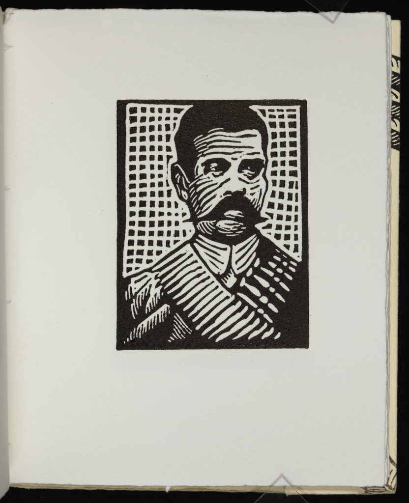 Emiliano Zapata, hero of the Mexican Revolution, is depicted with his signature bandolier over his shoulder.