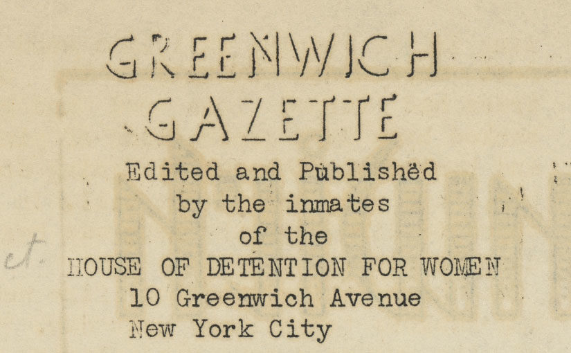 Writing to Rehabilitate in the House of Detention for Women in New York City