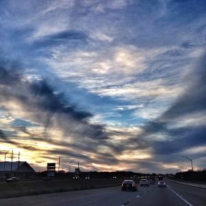Everything is bigger in Texas. The sky opens up on the way to Texas A&M.