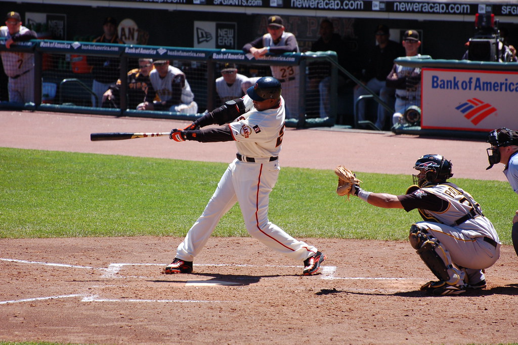 Barry Bonds swings at a pitch during an MLB game in 2007