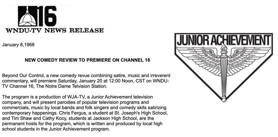 WNDU-TV press release announcing BOC's premiere in 1968