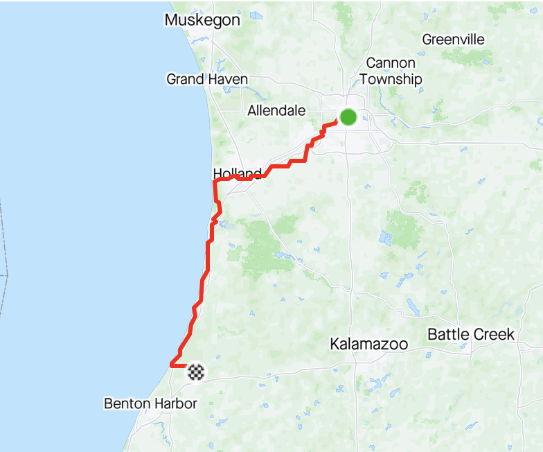 Route for day 1 of the ESTEEM cycle