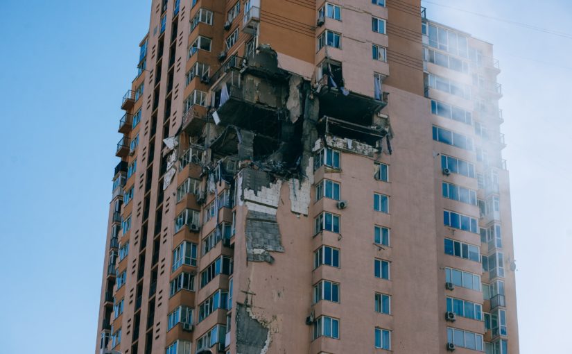Bombed out Ukrainian Building