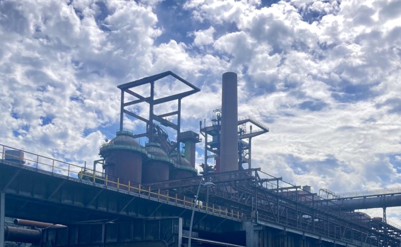 An-unused-steel-mill-blast-furnace-lies-empty-in-Dortmund