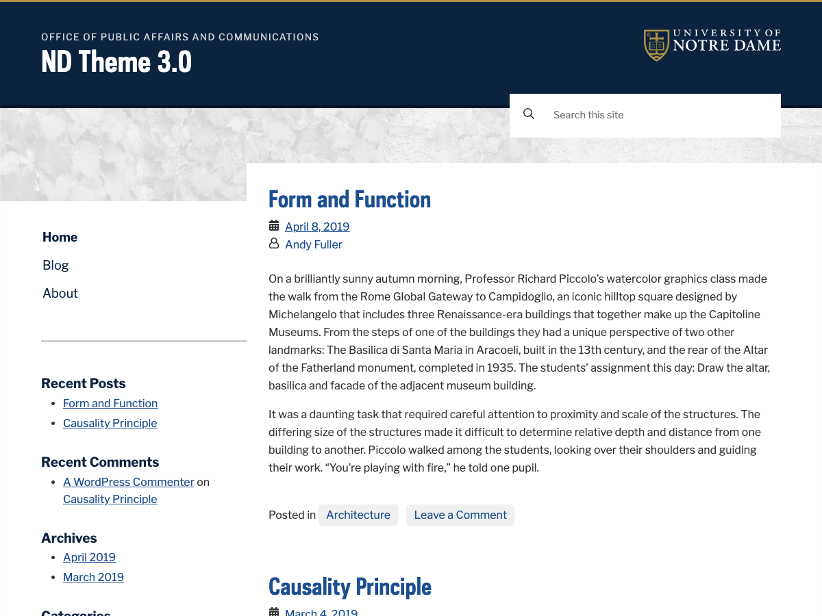 Screenshot of the ND Theme 3.0 website